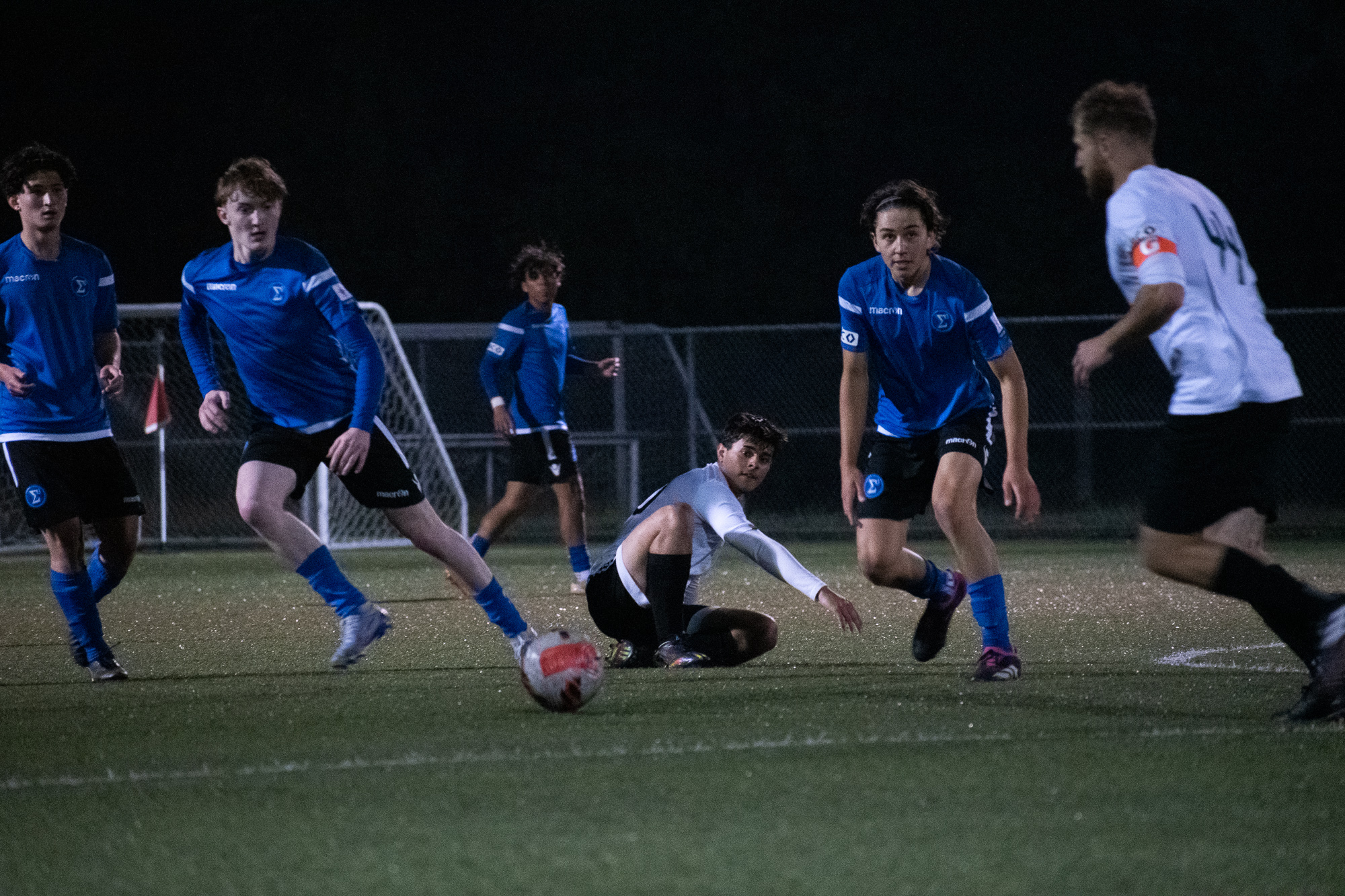 Sigma FC team playing at a soccer game at night.