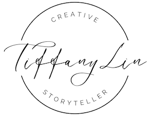 Logo that writes the name Tiffany Lin in cursive surrounded by the words Creative Storyteller and outlined in a circle